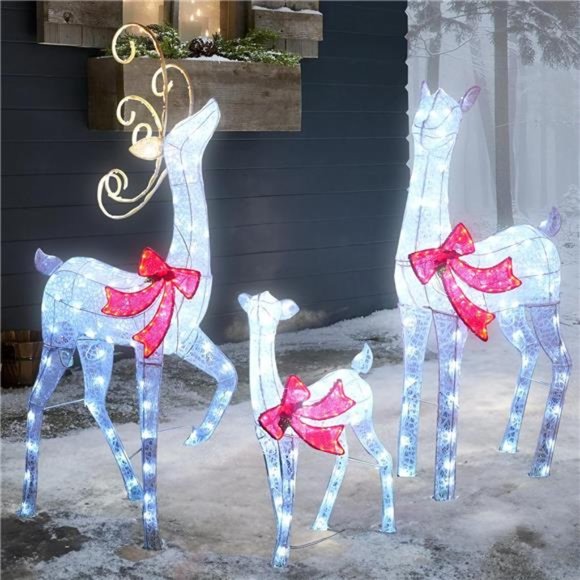 3-Piece Large Reindeer Family 3D Lighted Xmas 459LED Waterproof - Picture 5 of 6